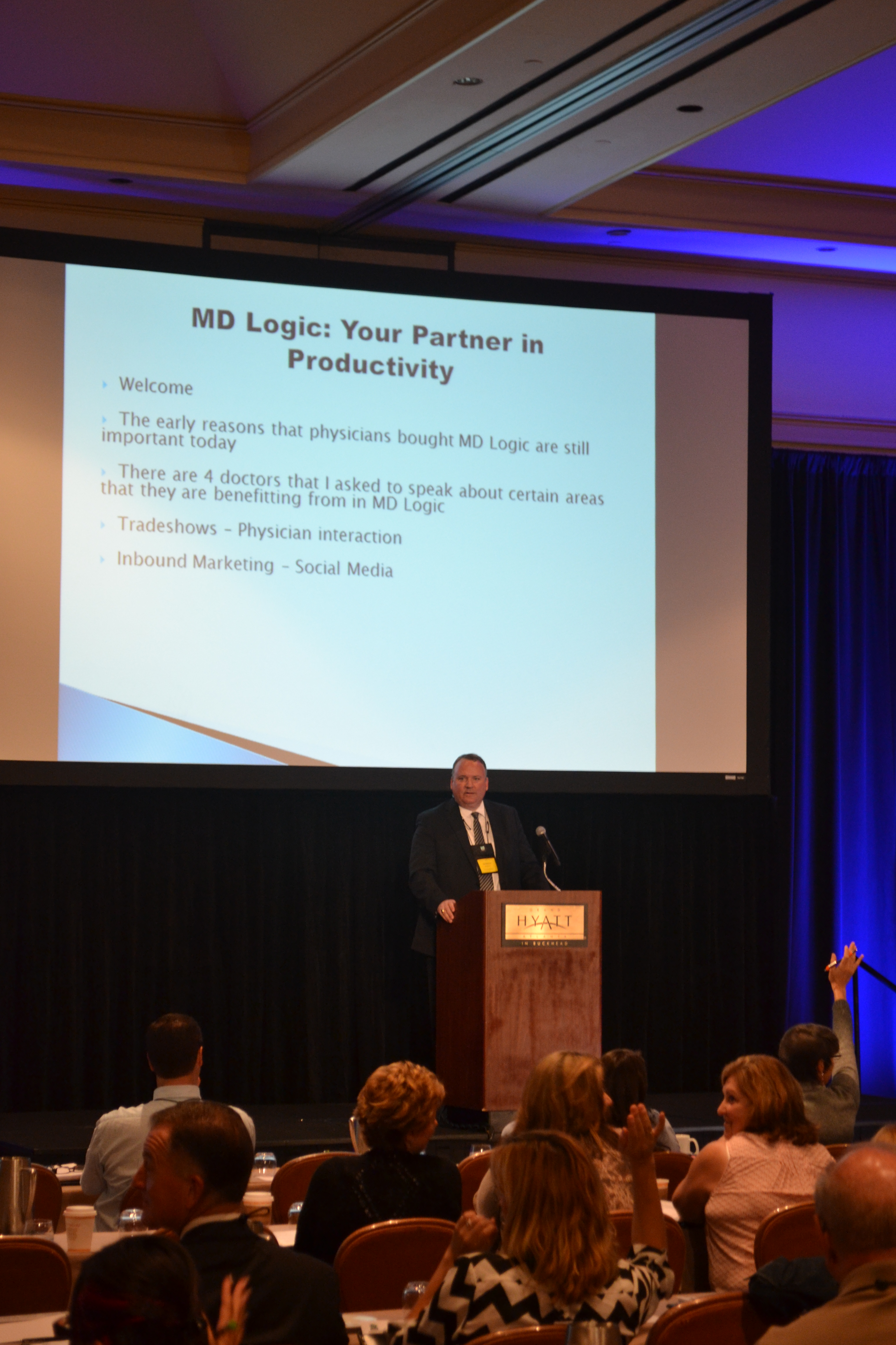 Tim McKenna - VP Sales for MD Logic addresses the audience